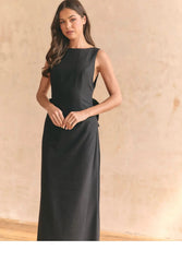 BOW MAXI DRESS BLACK