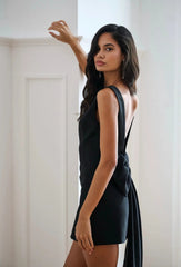 BLANCHE BOW DRESS BLACK