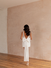 DOVE BOW DRESS WHITE