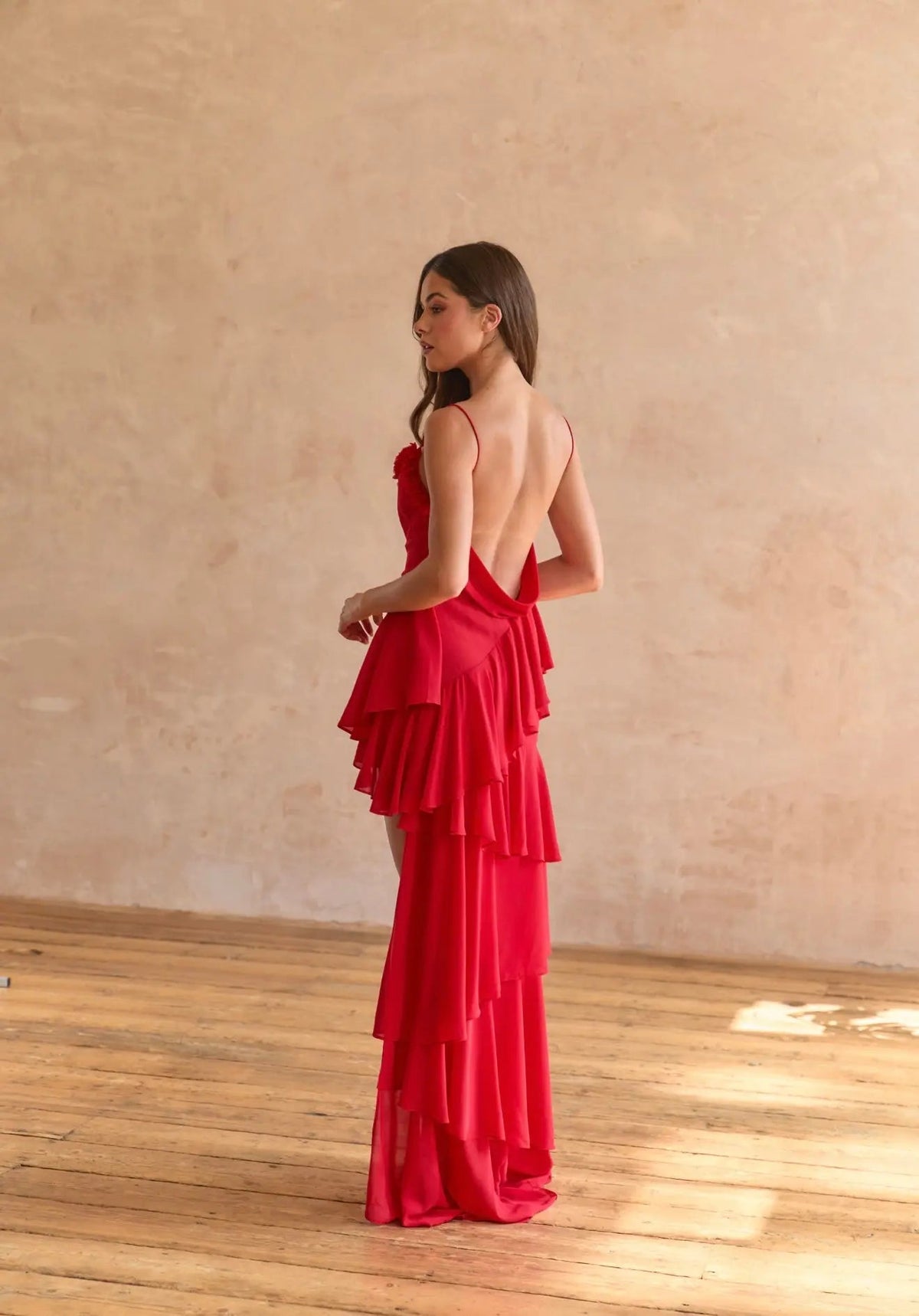 RED ROSE PETAL DRESS