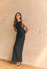 BOW MAXI DRESS BLACK