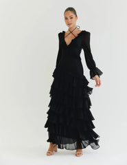 ALB RUFFLE DRESS BLACK