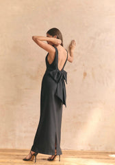 BOW MAXI DRESS BLACK