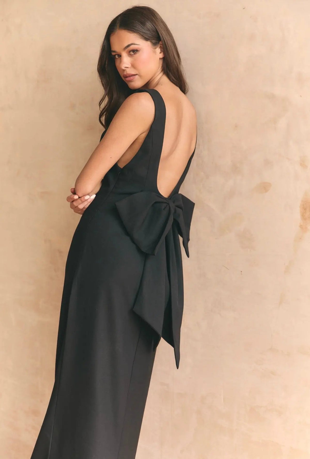 BOW MAXI DRESS BLACK