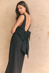 BOW MAXI DRESS BLACK