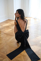 BLANCHE BOW DRESS BLACK
