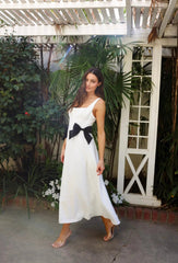 BOW MIDI DRESS WHITE