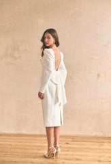 BOW MIDI DRESS WHITE A-LINE