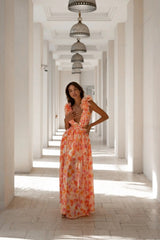 CASSINI MAXI DRESS ORANGE FUCHSIA FLORAL